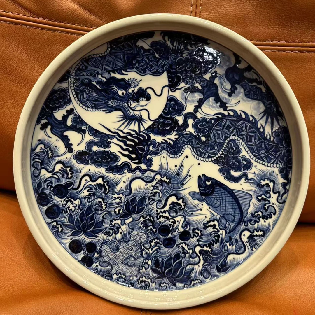 古勤堂元青花穿花龙茶盘