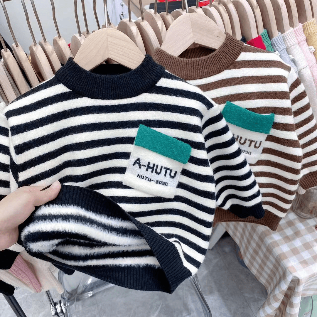 男童一体绒加绒毛衣中小童秋冬打底衫柔软保暖舒服加厚毛衫线衣潮