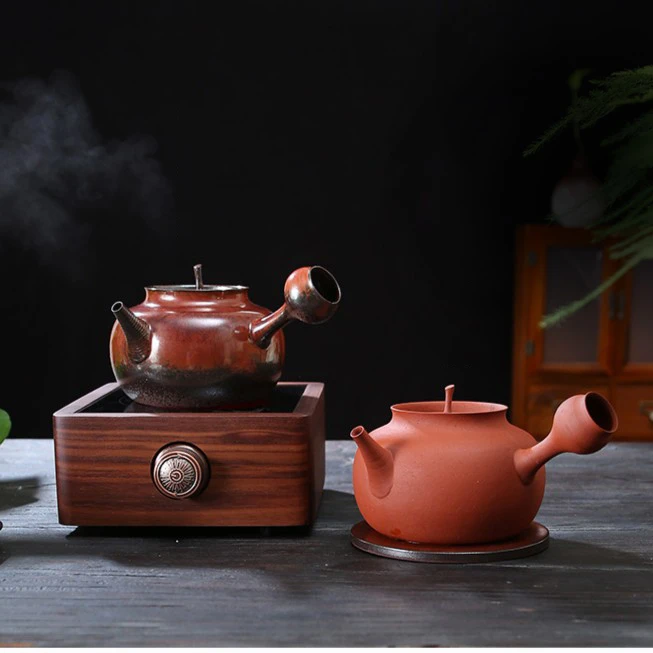明德园手拉砂铫粗陶壶炭炉烧水壶红泥小火炉电陶炉煮茶器家用陶瓷