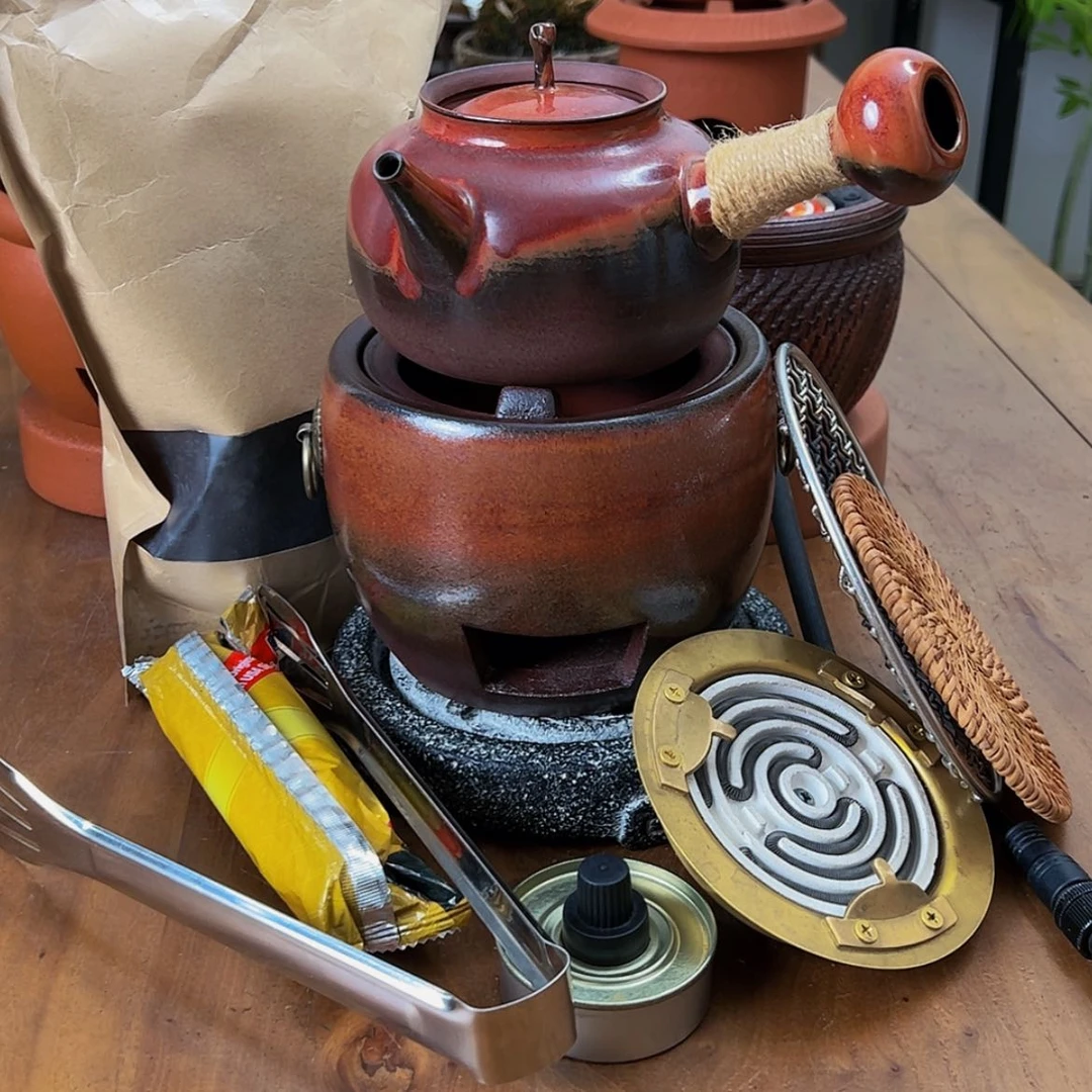 【闪购商品】复古炉加苹果壶加电炉10件套