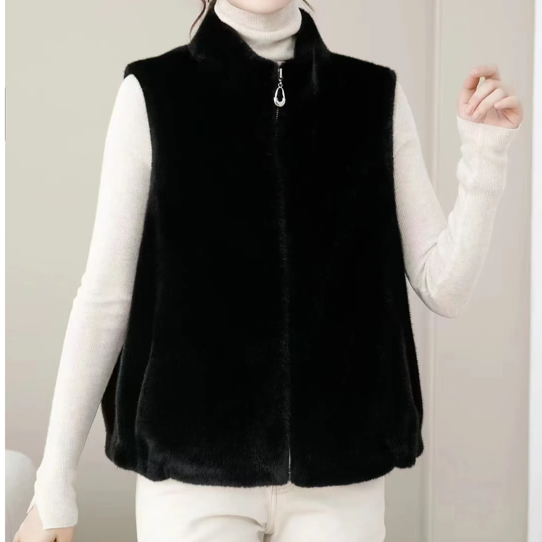 冬季貂马甲外套女士保暖秋冬百搭休闲无袖无帽