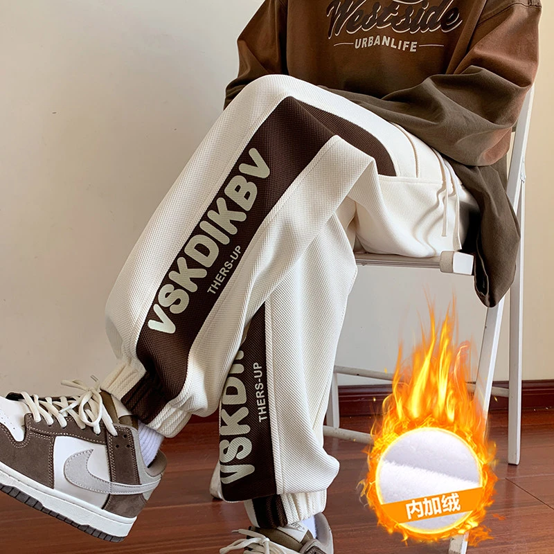 男裤2023新款潮流运动裤美式束脚休闲裤春秋冬加绒休闲长裤K4409