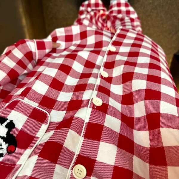 红色格子熊猫睡衣女春秋款长袖宽松休闲本命年家居服套装2025新款