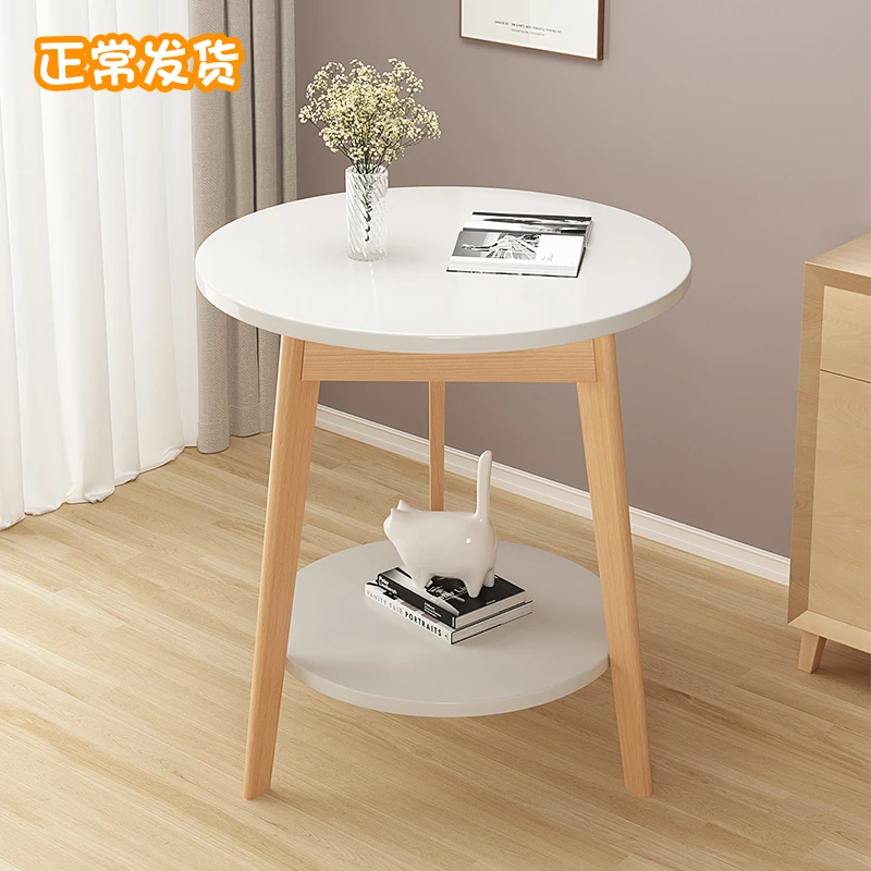 小圆桌茶几客厅家用双层小圆桌加高沙发小边几现代简约阳台小桌子