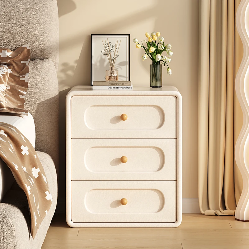 奶油风实木床头柜简约现代新款床边柜子家用卧室小型收纳柜