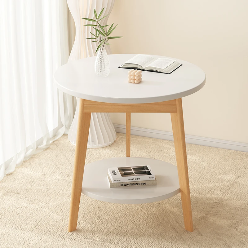 小圆桌茶几桌加高沙发小边几现代简约阳台桌子客厅家用双层小圆桌