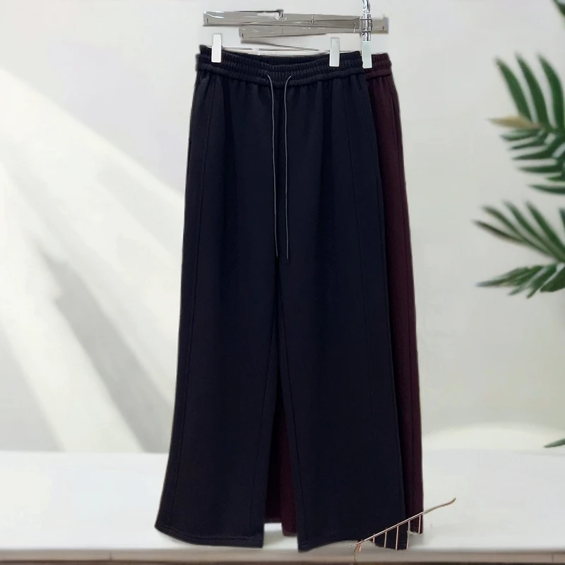 必魅-2024秋冬加厚设计感窄版直筒裤显瘦百搭安可拉红阔腿裤99072