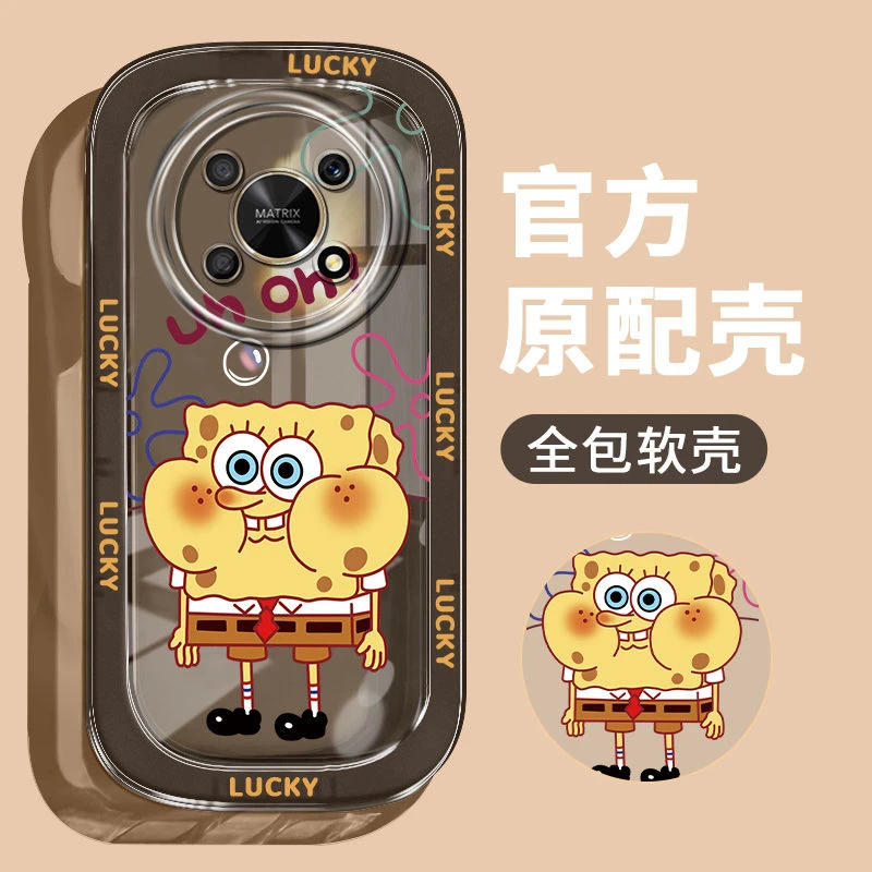 海绵宝宝华为荣耀x30手机壳x20透明硅胶全包防摔男女情侣网红软套