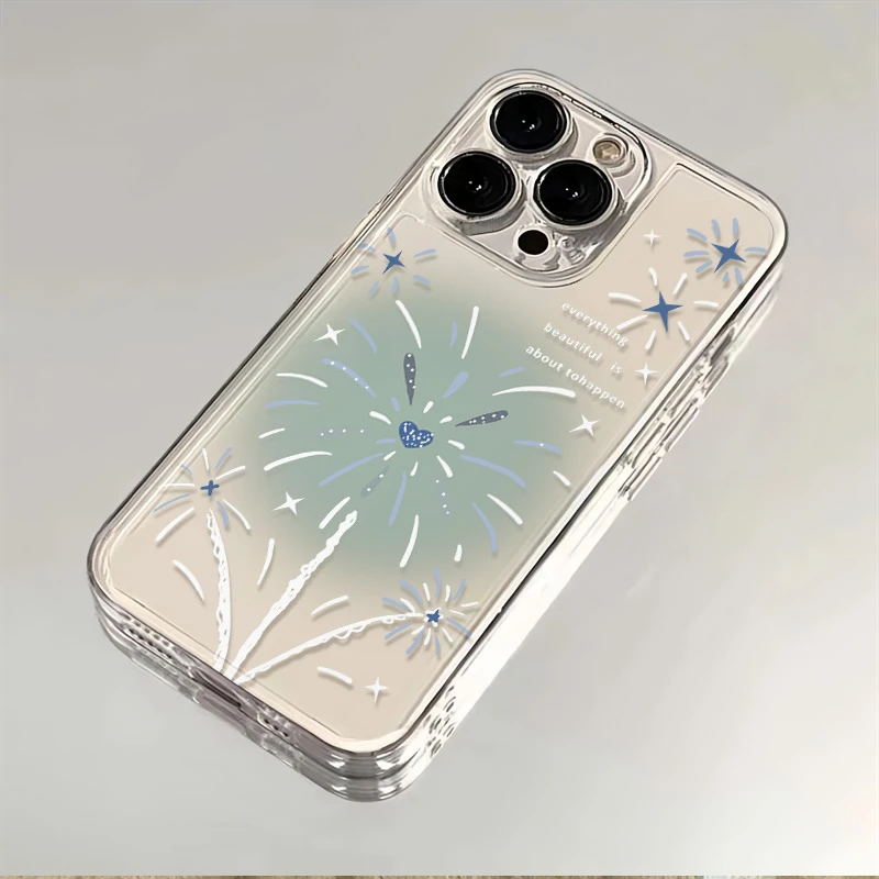 蓝色烟花苹果小米oppovivo华为适用iPhone12/13/14/15手机壳软壳