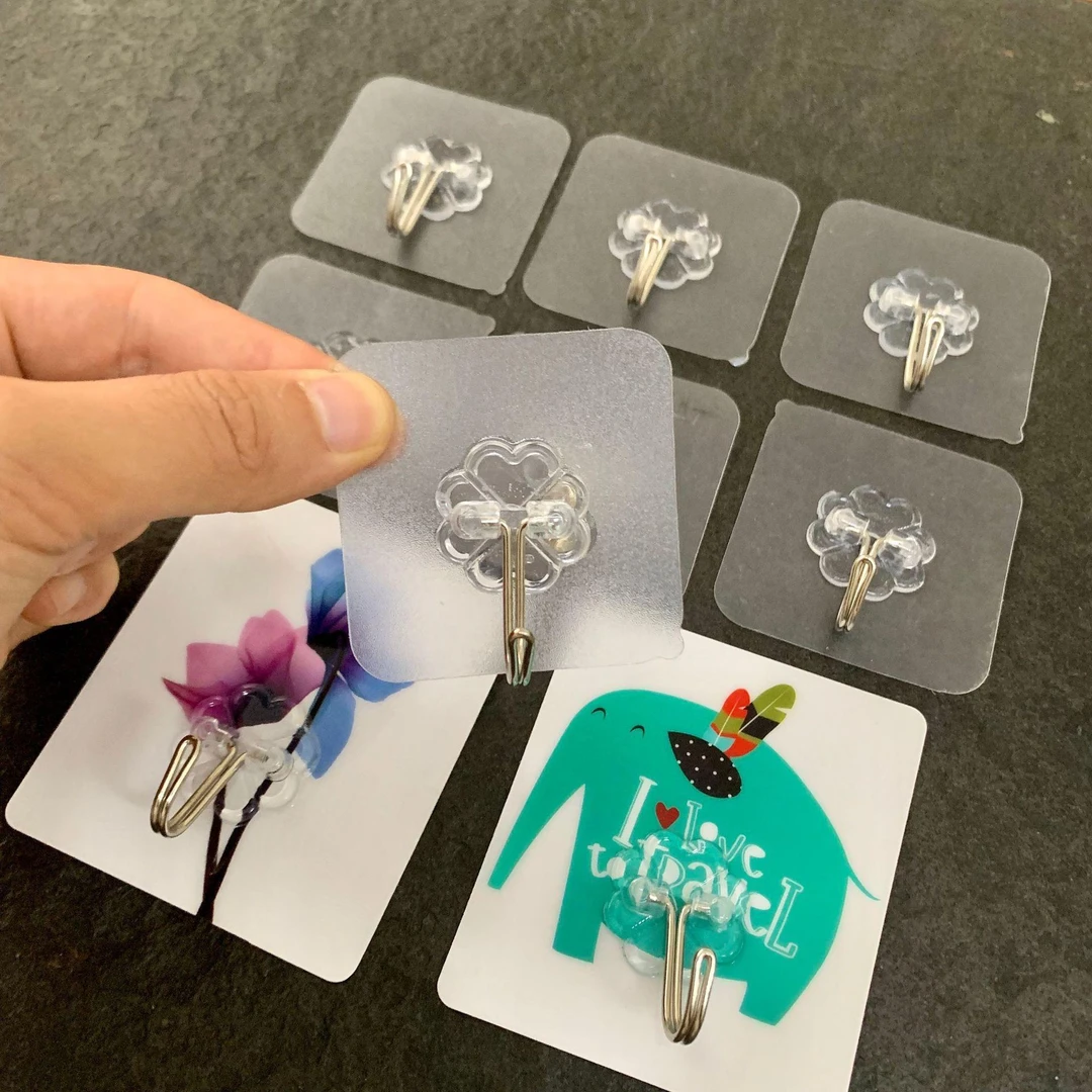 免打孔无痕挂钩子强力粘胶透明墙壁壁挂衣服挂钩防水粘钩钩子粘贴