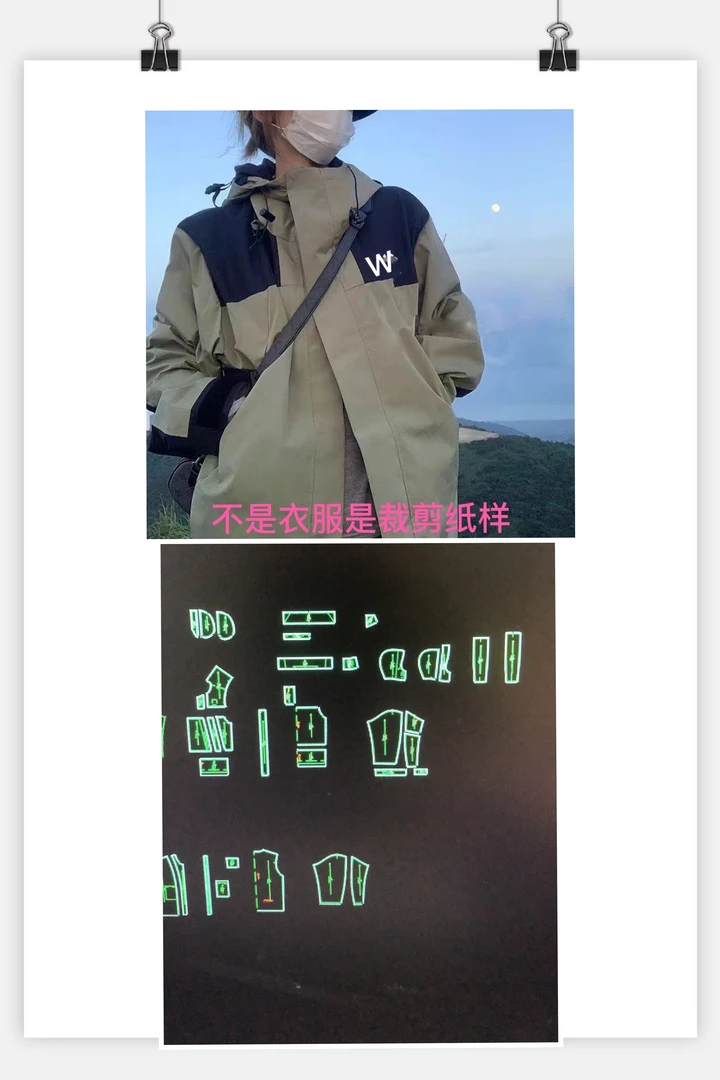 C117裁剪纸样男女同款冲锋衣裁剪纸样