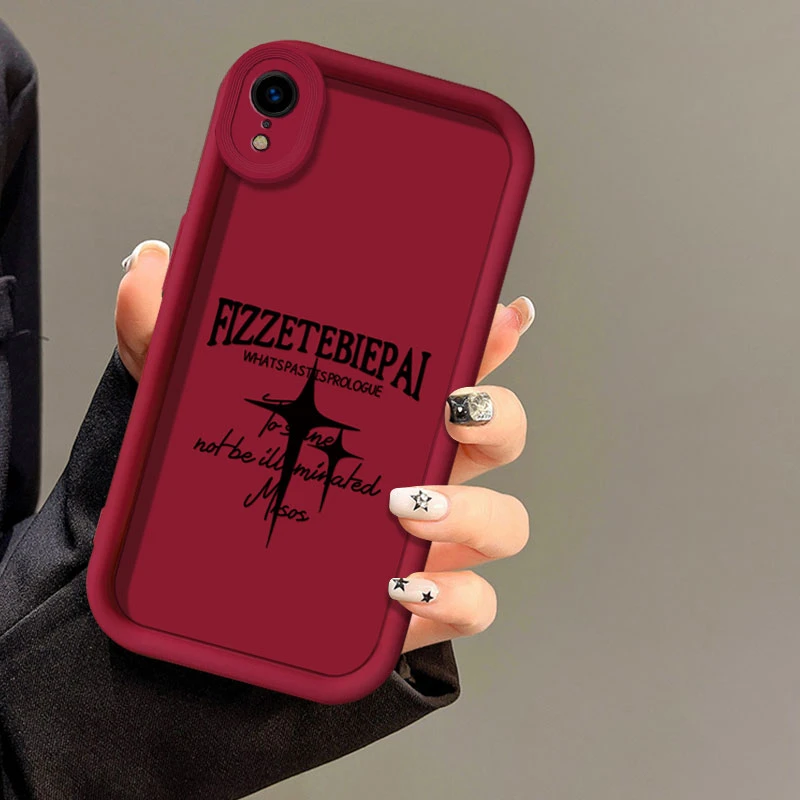 适用于【苹果】XR黑色星星简约个性新款全包硅胶手机壳