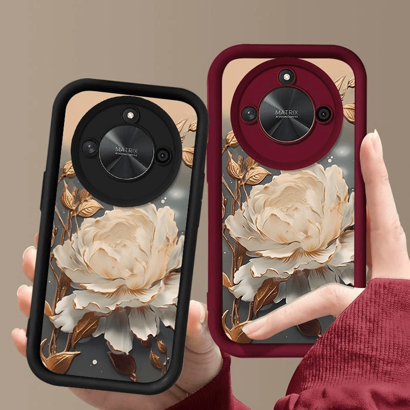 适用昙花盛开荣耀X50手机壳天眼阶梯高级感硅胶全包防摔软壳