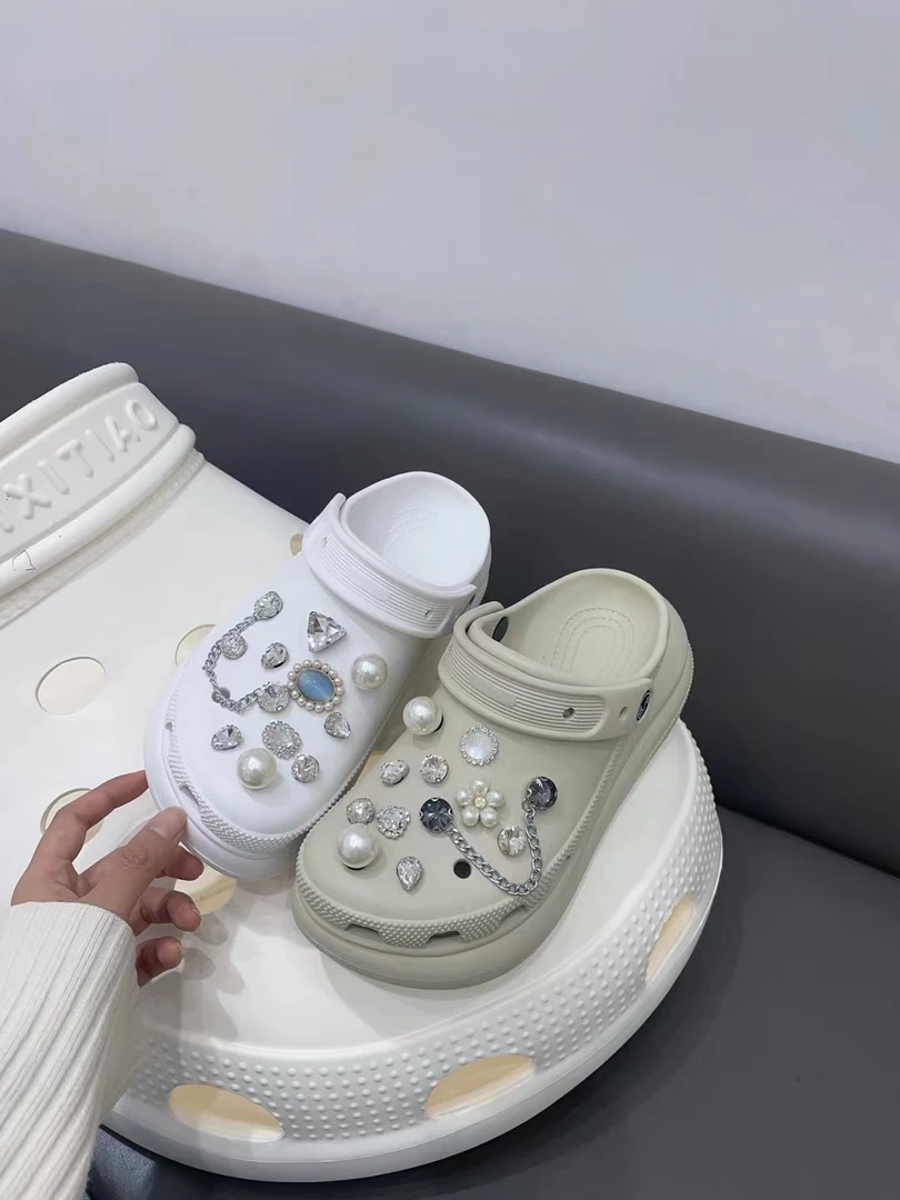 泡芙时尚舒适洞洞鞋厚底夏季外穿女鞋少女心拖鞋凉拖鞋