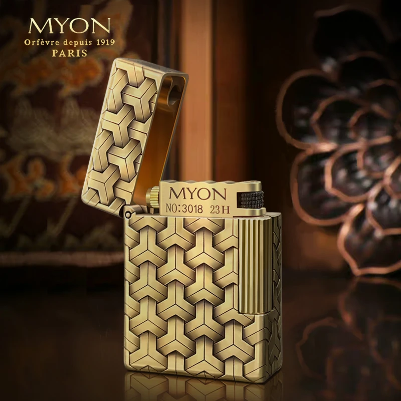 M619迷你待机王貔貅盔甲编织纹原铜款MYON欧洲勉牌创意煤油打火机
