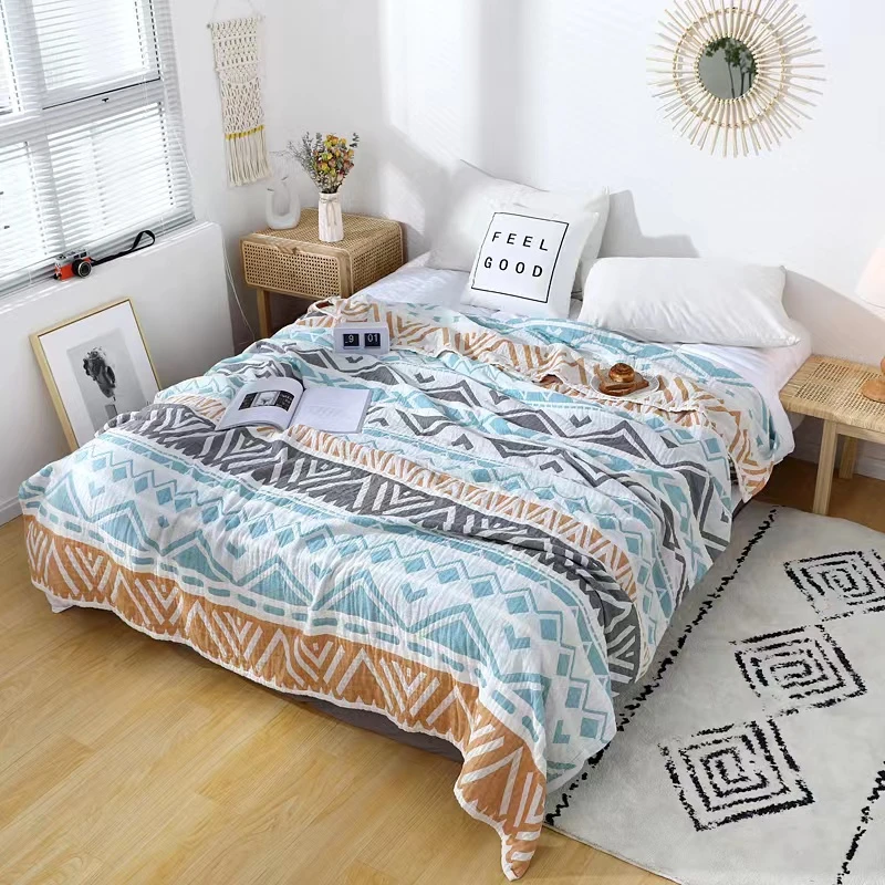 印第安 成人全棉单人四层纱布盖毯纯棉纱布毛巾被夏凉被空调被