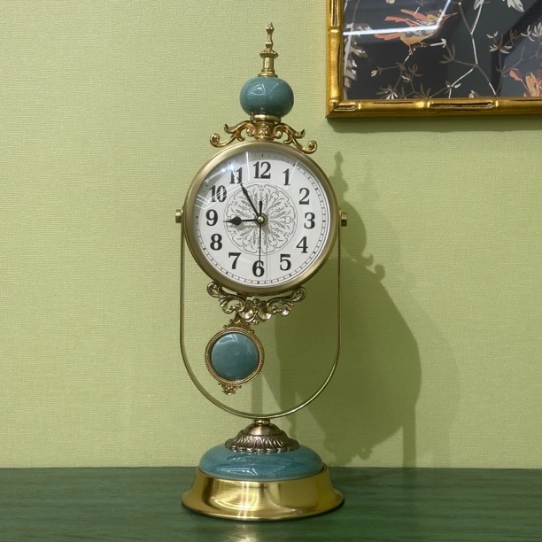 【摩登良品】冰裂纹复古座钟摆件新中式复古书房客厅桌面装饰软装