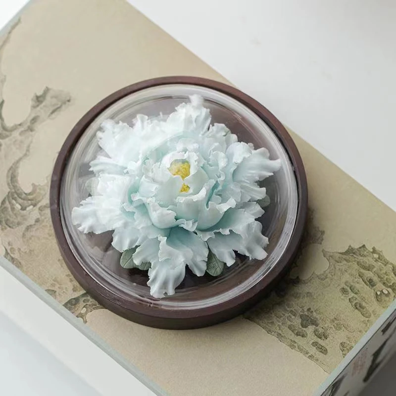 【摩登良品】陶瓷手捏牡丹瓷花摆件扩香器办公室客厅茶室饰品
