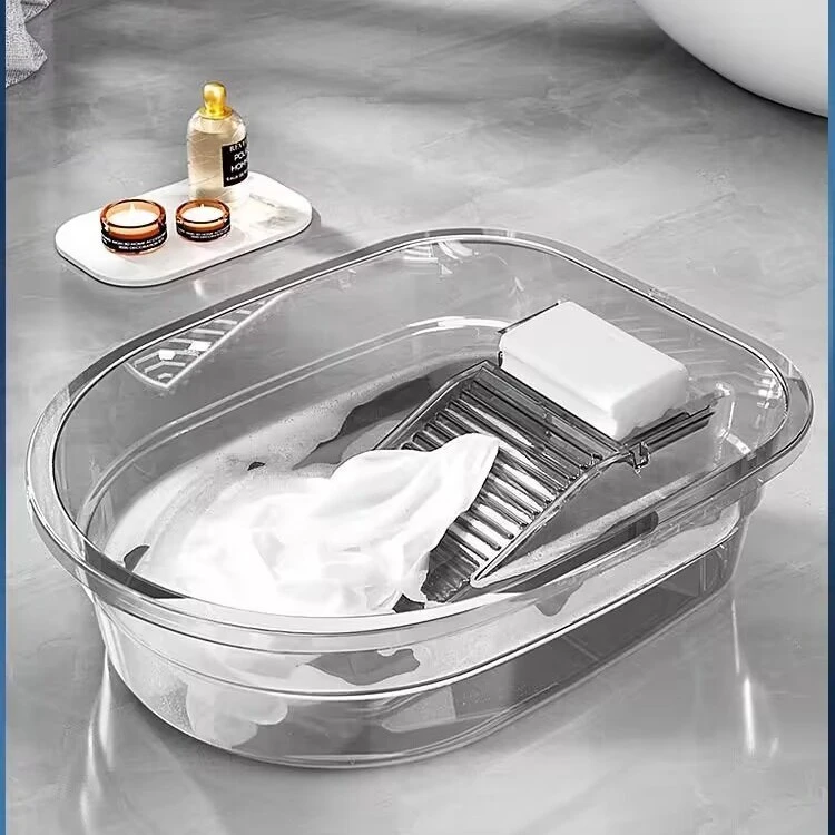 赛杉家用透明塑料加深加厚手洗衣神器多功能宝宝搓衣板盆