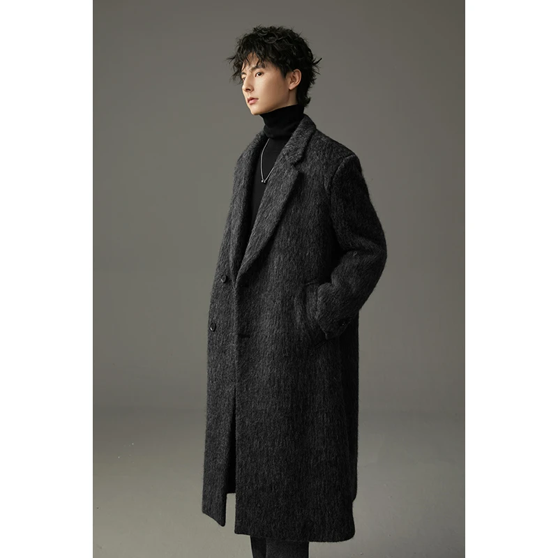 【买手店爆款】水波纹绵羊毛大衣男女长款过膝冬季加厚加棉潮ELL23