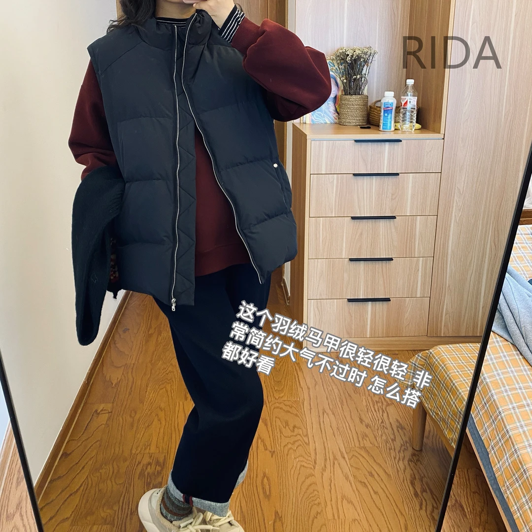 日褡花苞领羽绒马甲J20休闲百搭宽松设计感秋冬30617清