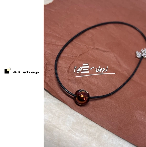 非金属皮质项链 A037 珠光红滴釉开开皮质项链