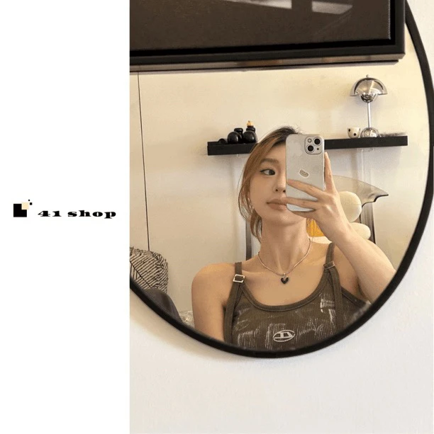 钛钢珐琅项链 A474 项链 黑爱心百搭项链