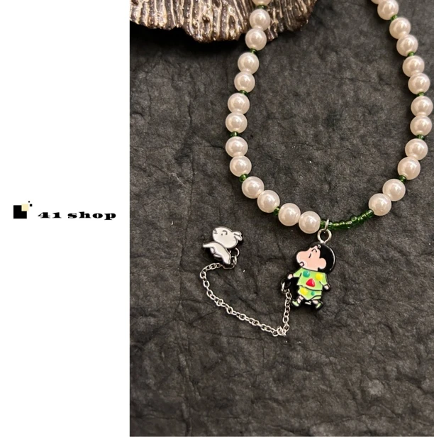 非金属仿珍珠项链 A264 绿衣服蜡笔小新项链