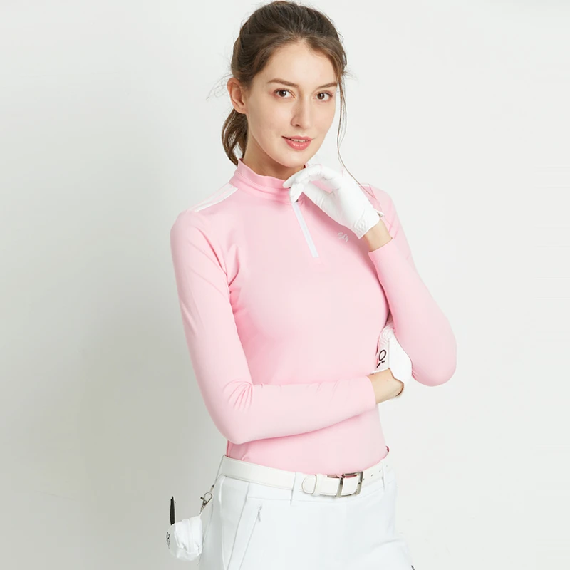 高尔夫服装女秋冬款运动休闲上衣修身显瘦T恤时尚百搭小立领长袖
