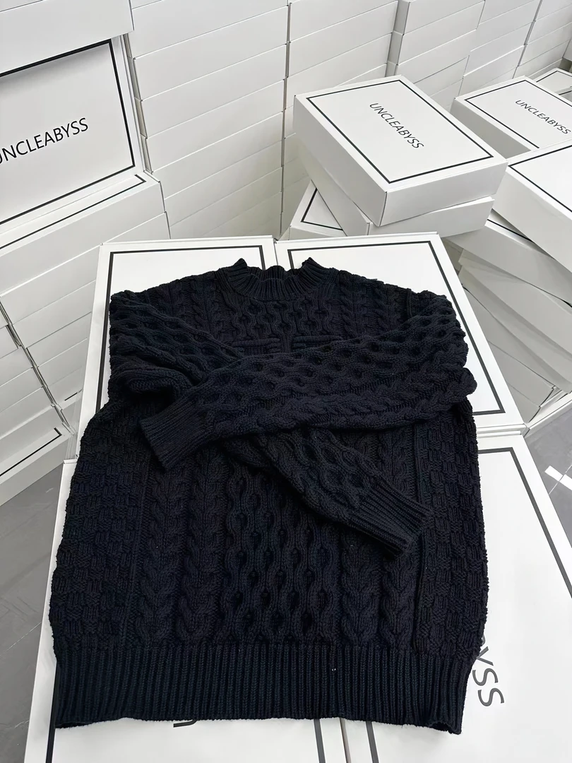 小季风提花圆领毛衣简约网红加厚纯色早春百搭休闲秋冬男女款