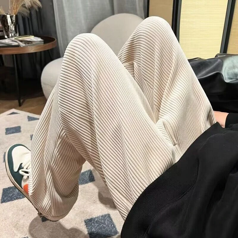 港风灯芯绒裤子男春秋重磅垂感宽松直筒卫裤潮牌百搭阔腿休闲长裤