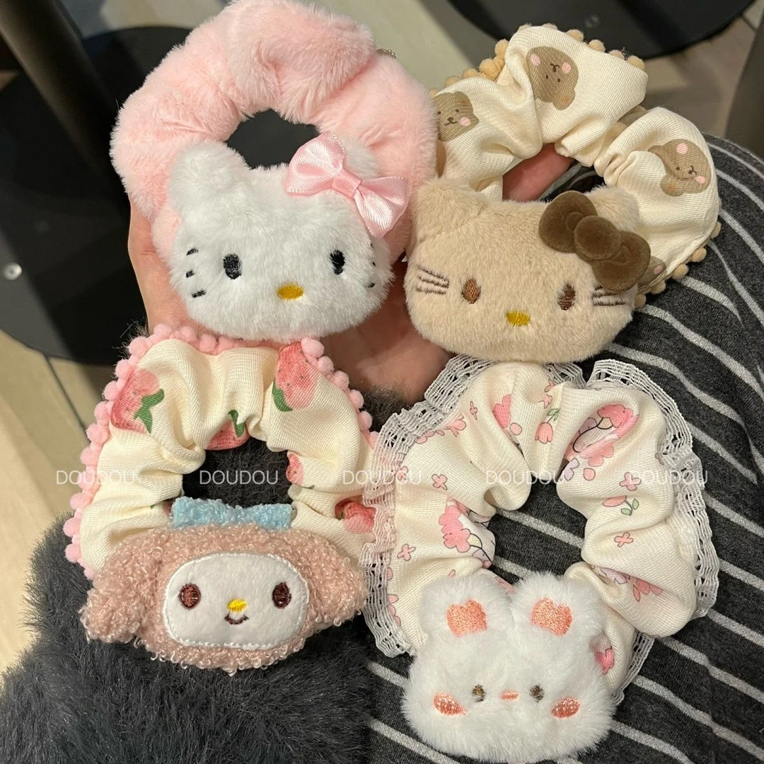 可爱Kitty美乐蒂发圈发绳粉色少女秋冬头绳大肠马尾发饰头饰