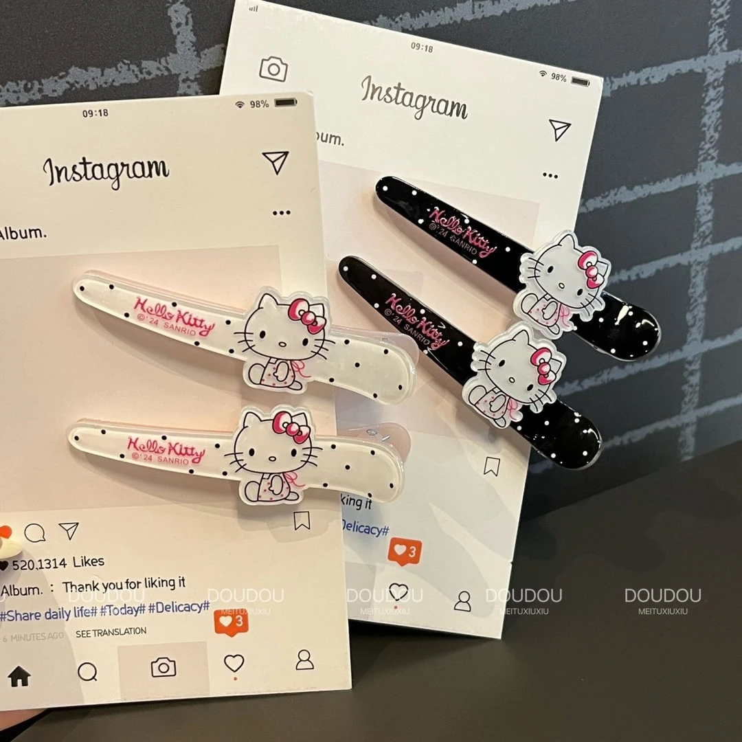 三丽鸥系列甜美波点可爱卡通kt凯蒂猫发夹大号刘海侧边夹鸭夹