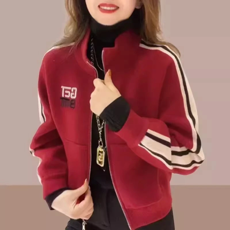 立领短外套女2025春秋季新款棒球服百搭时尚中年妈妈开衫卫衣外套