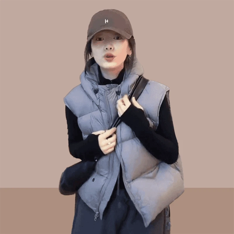 设计感纯色加厚保暖棉服马甲女士2024秋冬新款韩版小个子防风外套