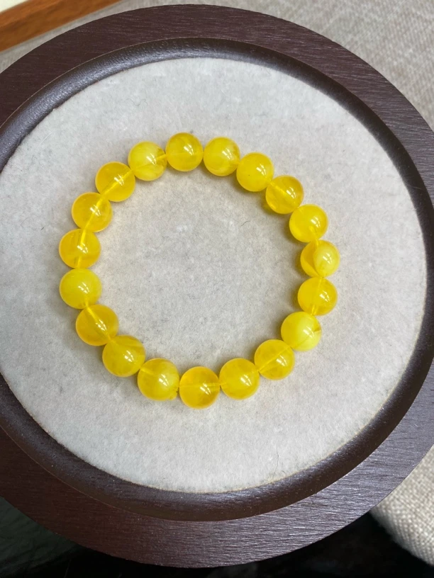 蜜蜡鸡油黄单圈卡9+手串