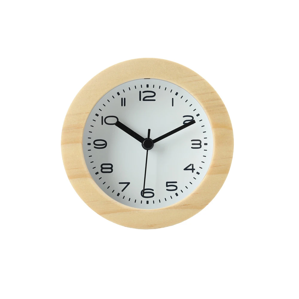 出口日单松木榉木床头夜灯贪睡小闹钟 【哎呦家16681】直径10cm