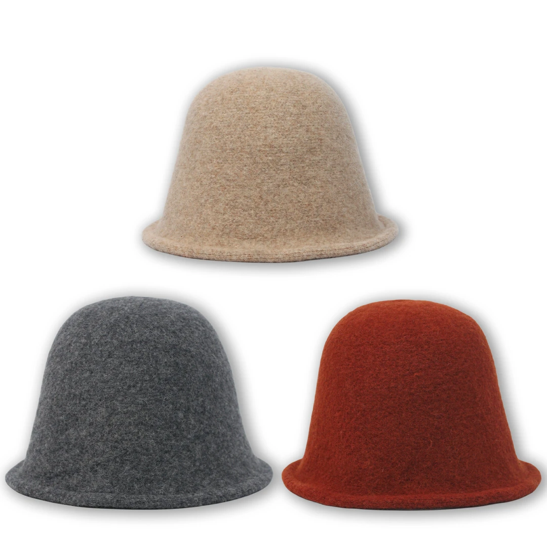 法式复古羊毛呢渔夫帽小众盆帽【哎呦家16639】秋冬渔夫帽