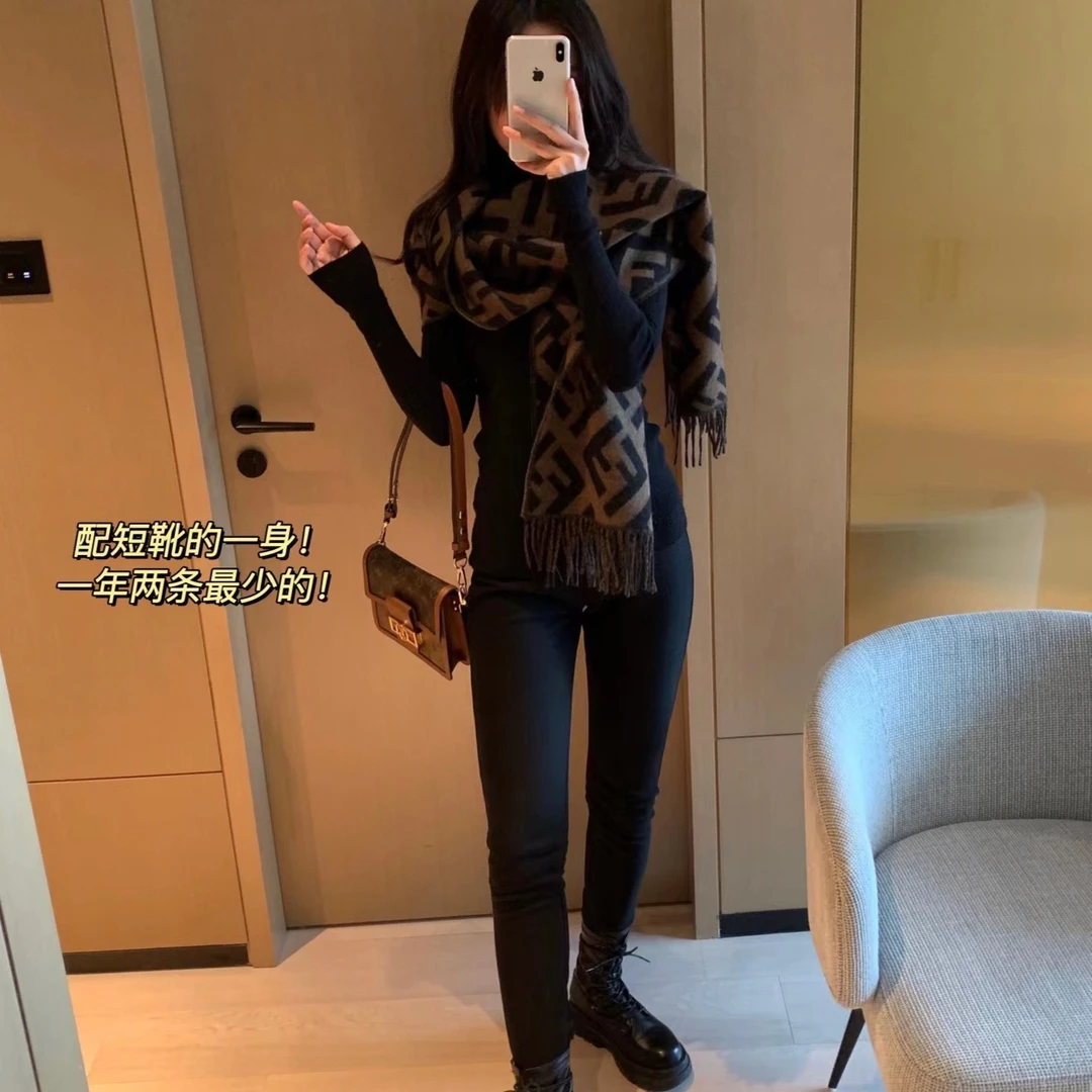 13097「哎呦家」加绒黑色打底裤女外穿高腰修身显瘦百搭小脚裤