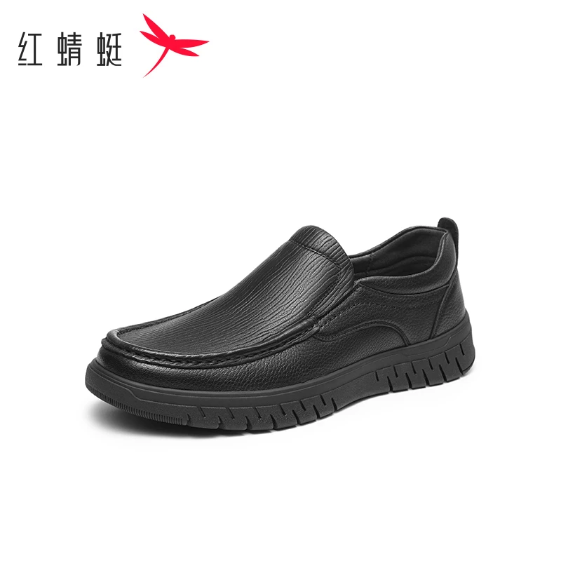 红蜻蜓休闲皮鞋2025新款男士羊皮软面真皮舒适一脚蹬商务男鞋