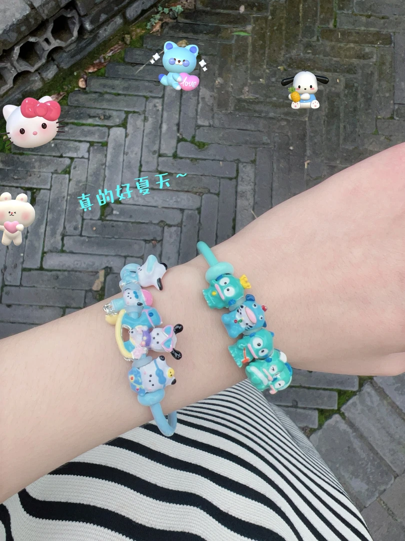 铜合金手镯 糖果色多巴胺手镯串珠时尚可爱DIY小清晰甜美少女