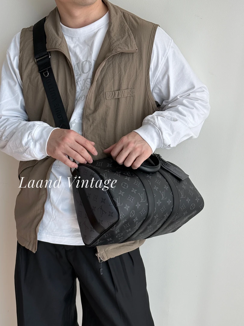 99新 LouisVuitton/路易威登 黑花Keepall底长35包包/05807/Laand