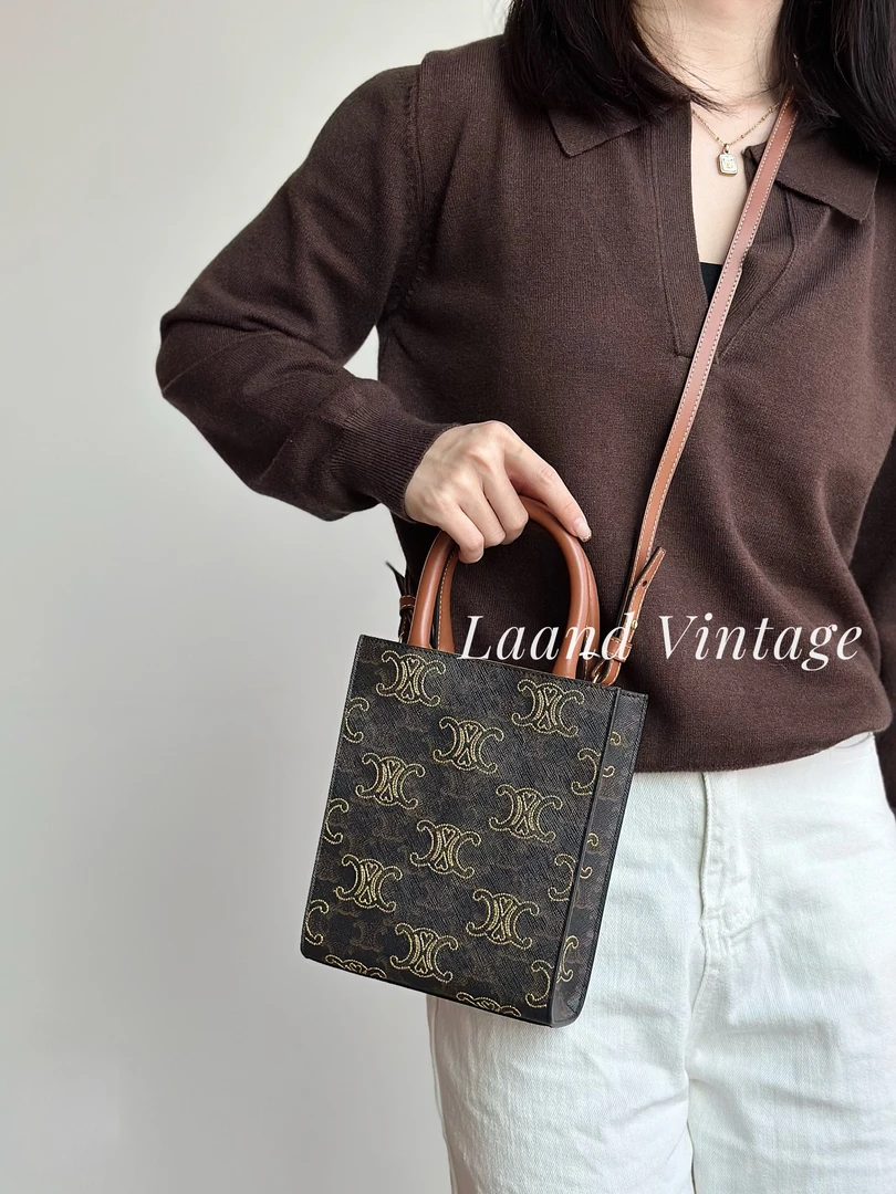 95新 Celine/思琳 刺绣琴谱托特包/05611/Laand中古