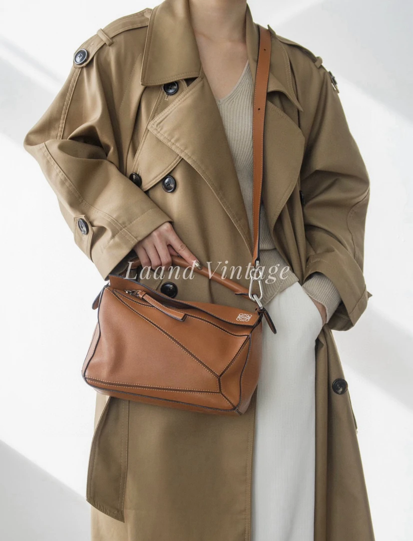 95新 LOEWE/罗意威 焦糖色Puzzle包包/05428/Laand中古