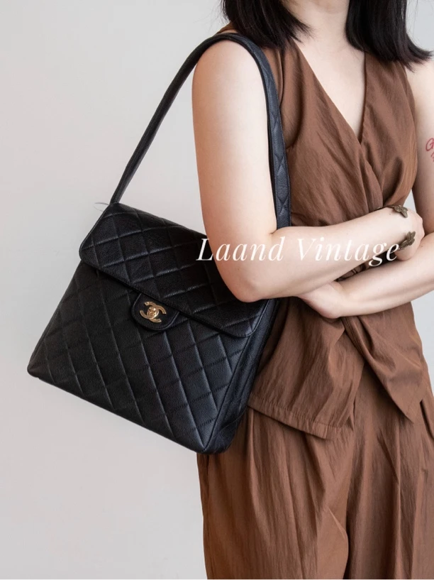 95新 Chanel/香奈儿 黑金双子星Kelly手提包/05671/Laand中古
