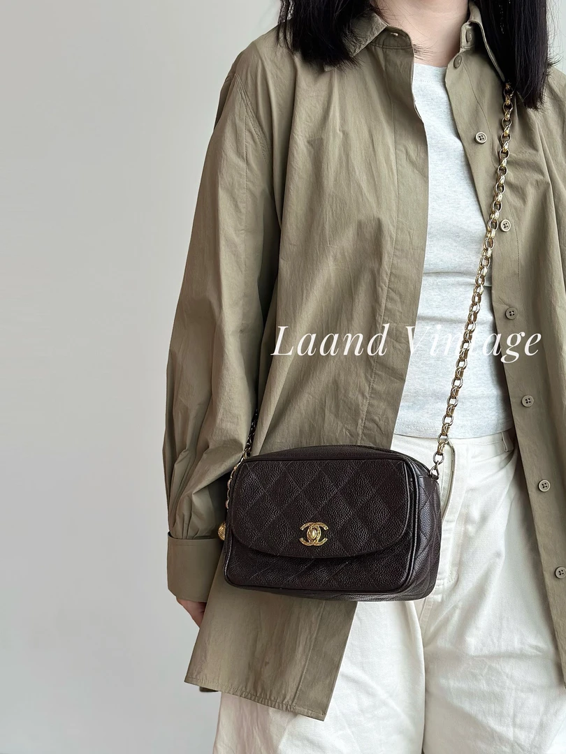 95新 Chanel/香奈儿 金球雕花链相机包/00911/Laand中古