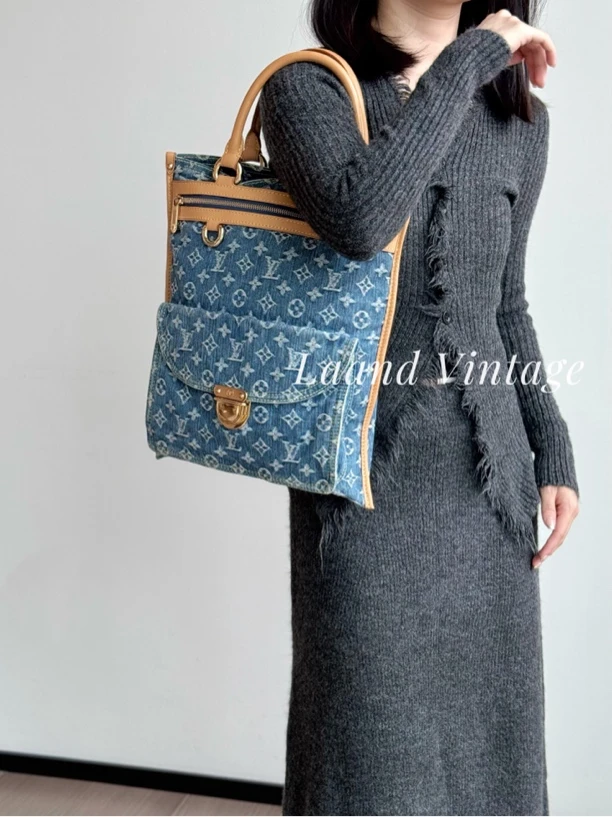 95新 LouisVuitton/路易威登 蓝色丹宁琴谱手提包lv包/06015/Laan