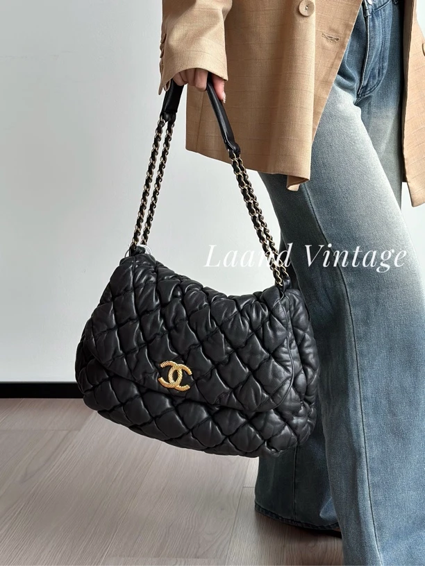 95新 Chanel/香奈儿 黑金泡芙云朵包/05536/Laand中古