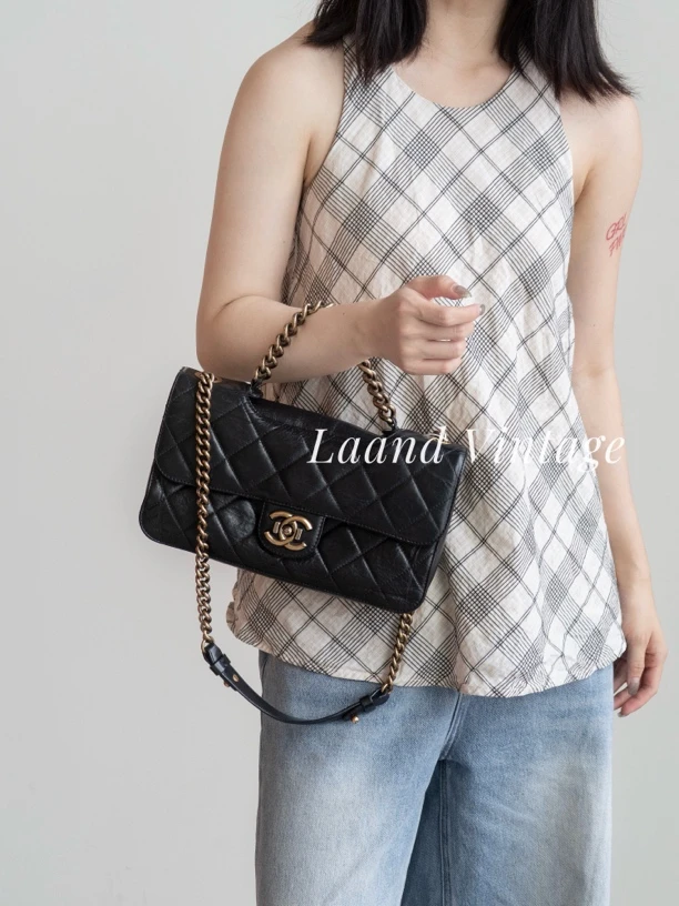 95新 Chanel/香奈儿 黑金孟买2way包包/05129/Laand中古
