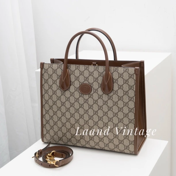 95新 GUCCI/古驰 老花托特包手提斜挎包/05010/Laand中古
